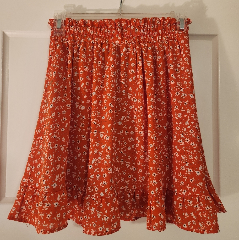 Floral Red Skirt
